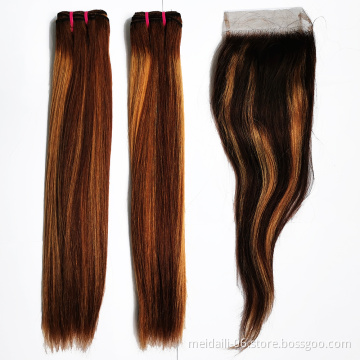 Hair Bundles Extension Soft Bag Western Body Customized Silky Straight Wave Style Hair Closure